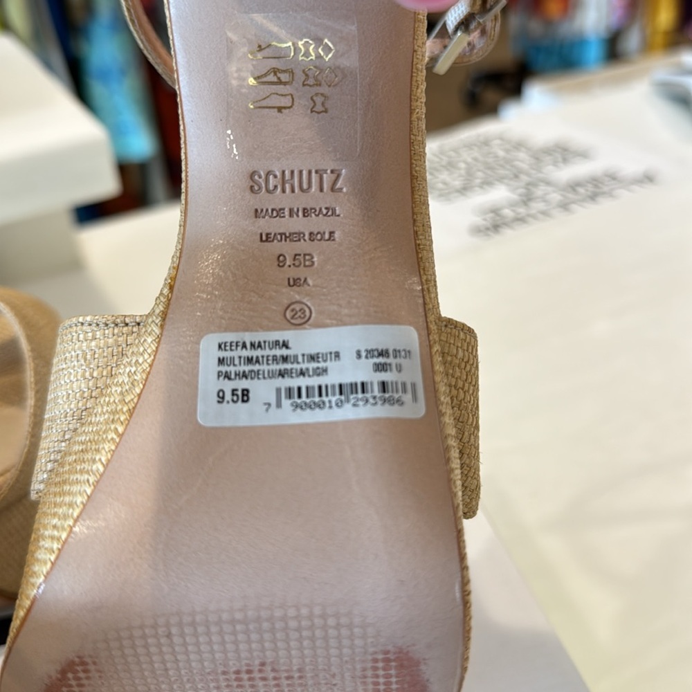 SCHUTZ Keffa Ankle Strap Platform Sandals Natural - Picture 4 of 6